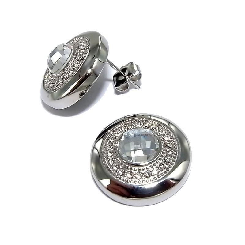 boucle d'oreille acier avec cristal blanc pour femme, Magie boucle d'oreille acier avec cristal blanc pour femme, Magie
