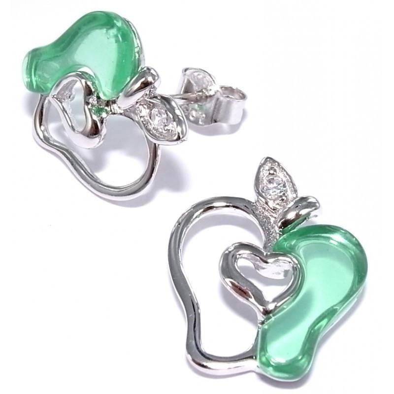 boucle d'oreille fantaisie en argent 925 /1000 pour femme, Pomme boucle d'oreille fantaisie en argent 925 /1000 pour femme, Pomme