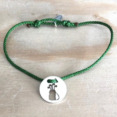 Bracelet Golf en argent 925 & cordon coloré au choix - Sac de Golf