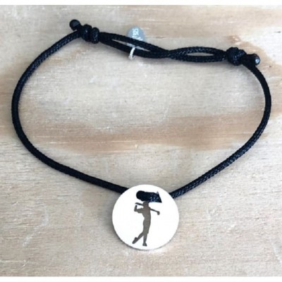 Cadeau compétition de golf: Bracelet Argent 925 et cordon coloré au choix - Golfeur Cadeau compétition de golf: Bracelet Argent 925 et cordon coloré au choix - Golfeur