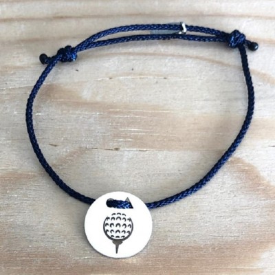 Bracelet Golf en argent 925, cordon coloré au choix - Balle