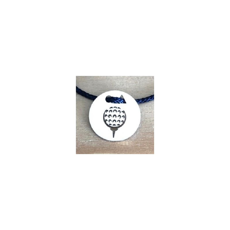 Bracelet argent pour femme, Golf, cordon coloré au choix - Balle