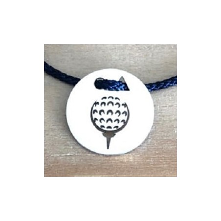 Bracelet argent pour femme, Golf, cordon coloré au choix - Balle