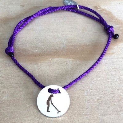Bracelet Golf, Argent & cordon coloré au choix - Golfeuse Bois