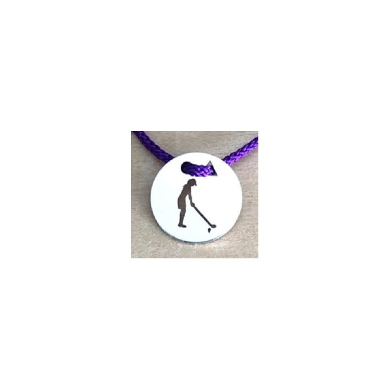 Bracelet femme argent, Golf, cordon coloré au choix - Golfeuse Bois