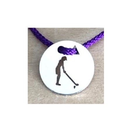 Bracelet femme argent, Golf, cordon coloré au choix - Golfeuse Bois