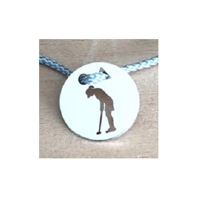 Bracelet femme argent, Golf, cordon coloré au choix - Golfeuse Puting