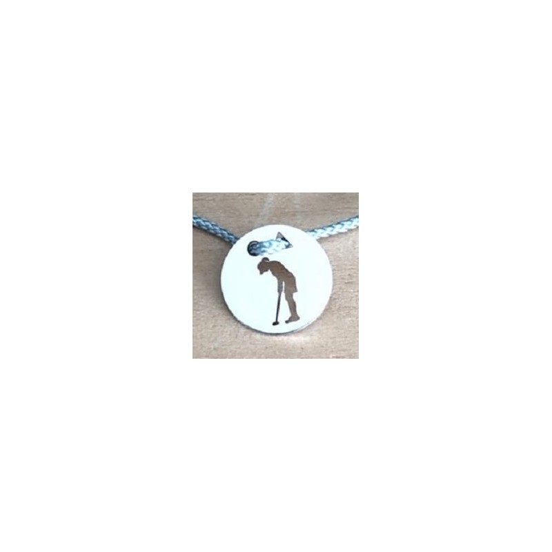 Bracelet femme argent, Golf, cordon coloré au choix - Golfeuse Puting