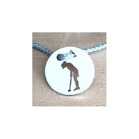 Bracelet femme argent, Golf, cordon coloré au choix - Golfeuse Puting