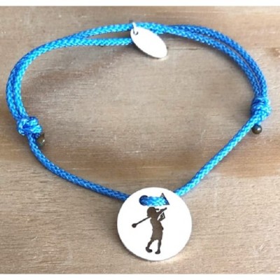 Bracelet Petit Golfeur en argent 925 & cordon coloré au choix