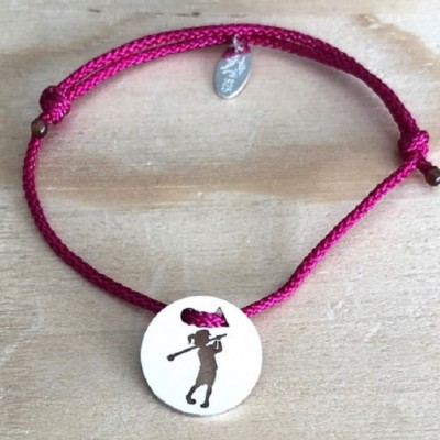 Bracelet Petite Golfeuse en argent & cordon coloré au choix