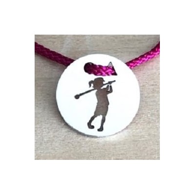 Bracelet argent, Golf, cordon coloré au choix - Petite Golfeuse