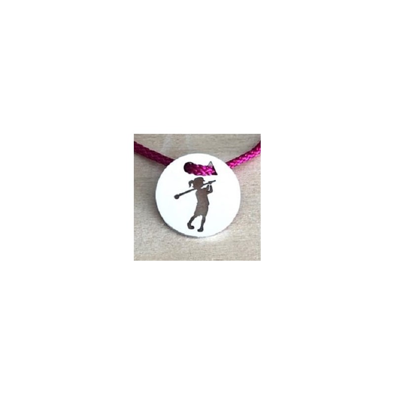 Bracelet argent, Golf, cordon coloré au choix - Petite Golfeuse