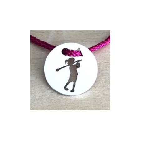 Bracelet argent, Golf, cordon coloré au choix - Petite Golfeuse
