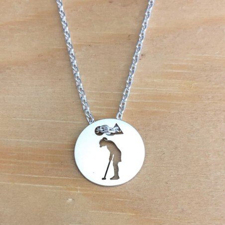 Collier argent pour femme, Golf - Pendentif Golfeuse Putting