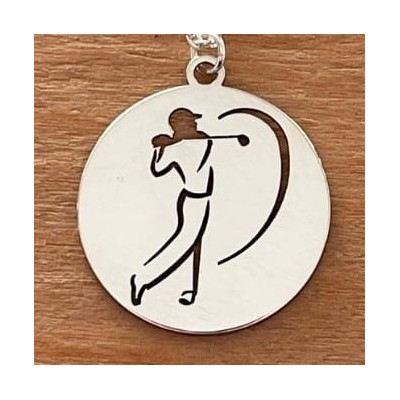 Prix compétition de Golf: Collier + pendentif pour femme argent, Golf - Golfeur Swing