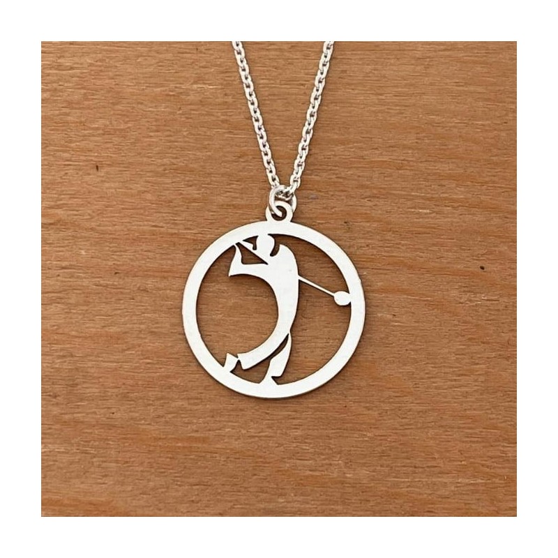Collier + pendentif pour femme argent, Golf - Golfeur, Lyn&Or Bijoux