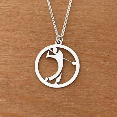 Collier + pendentif pour femme argent, Golf - Golfeur, Lyn&Or Bijoux