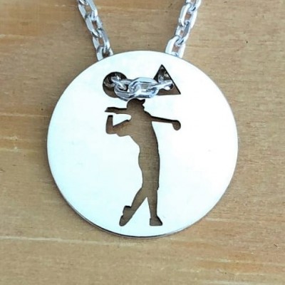 Cadeau pour golfeuse: Collier pour femme argent, Golf - Pendentif Golfeur, Lyn&Or Bijoux