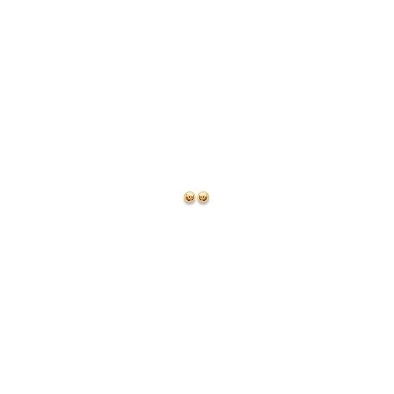 puces d'oreille femme et enfant, fille, Perle dorée en plaqué or 2 mm