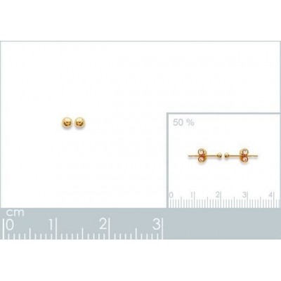 boucles d'oreilles plaqué or, perle 2 mm pour femme et enfant, fille
