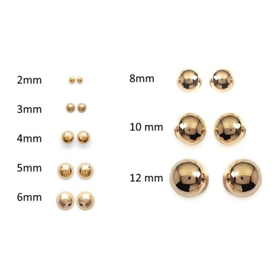 boucles d'oreilles femme & enfant, Perle en plaqué or - 2 mm à 12mm