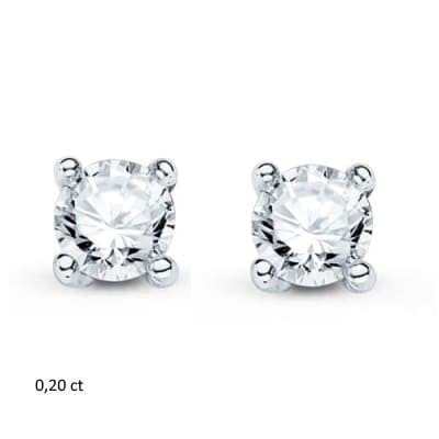 Puces d'oreille luxe femme, clou diamant 0,20 ct et or blanc - Lyn&Or Bijoux