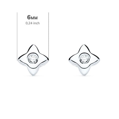 Puces d'oreille diamant 0.10 carats et or blanc pour femme - Etoiles