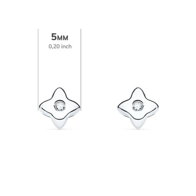Puces d'oreille diamant 0.03 carats et or blanc pour femme - Etoiles