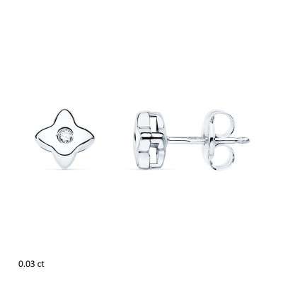 boucles d'oreilles diamant 0.03 carats et or blanc pour femme - Etoiles