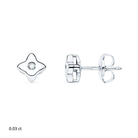 boucles d'oreilles diamant 0.03 carats et or blanc pour femme - Etoiles