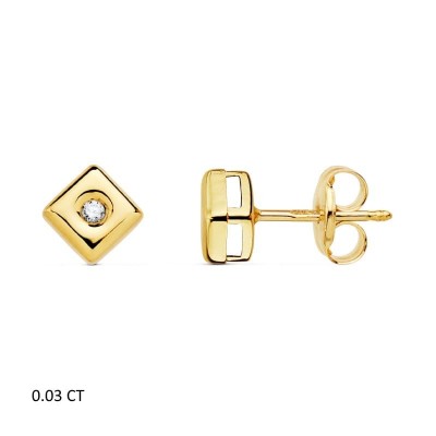 boucles d'oreilles diamant 0.03 carats carats et or jaune pour femme - Carrés