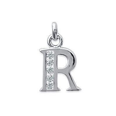 Pendentif lettre A initiale du prénom, argent et zircon