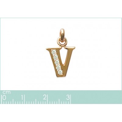 Pendentif lettre C initiale du prénom, argent et zircon