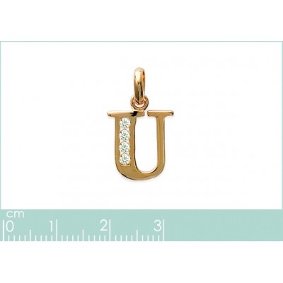 Pendentif lettre D initiale du prénom, argent et zircon