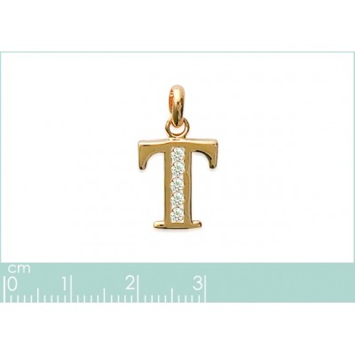 Pendentif lettre E initiale du prénom, argent et zircon