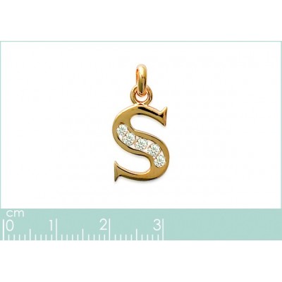 Pendentif lettre F initiale du prénom, argent et zircon