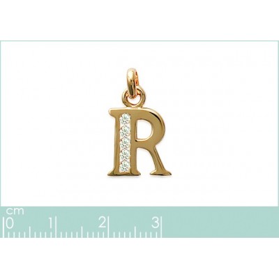 Pendentif lettre G initiale du prénom, argent et zircon