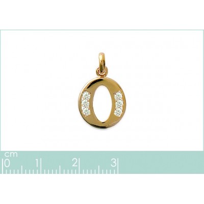 Pendentif lettre I initiale du prénom, argent et zircon
