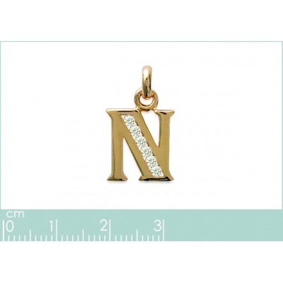 Pendentif lettre J initiale du prénom, argent et zircon