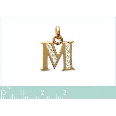 Pendentif lettre K initiale du prénom, argent et zircon