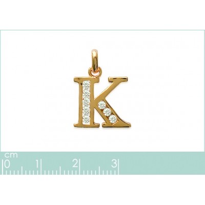 Pendentif lettre M initiale du prénom, argent et zircon