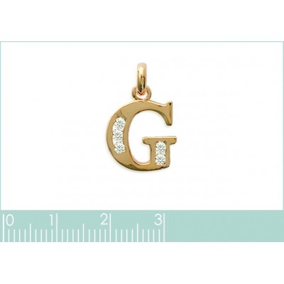 Pendentif lettre P initiale du prénom, argent et zircon