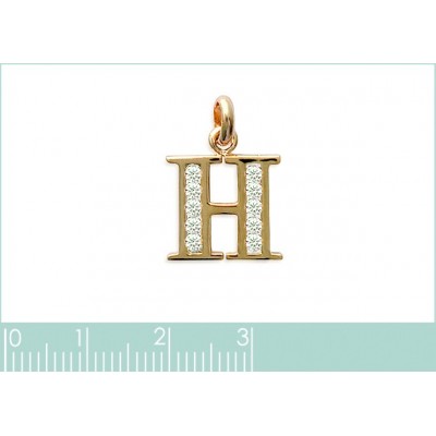 Pendentif lettre Q initiale du prénom, argent et zircon