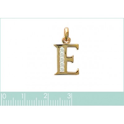Pendentif lettre R initiale du prénom, argent et zircon