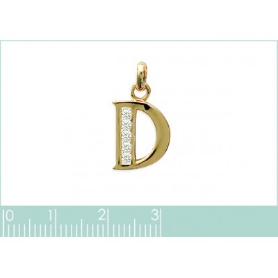 Pendentif V lettre initiale du prénom, argent et zircon