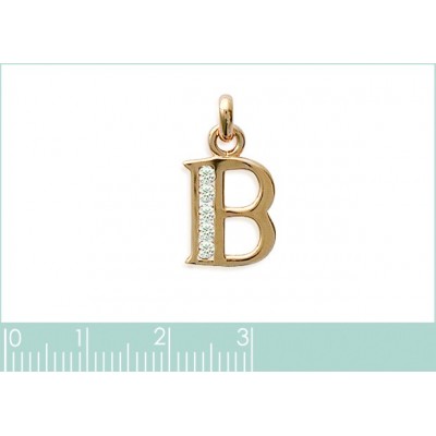 Pendentif lettre U initiale du prénom, argent et zircon