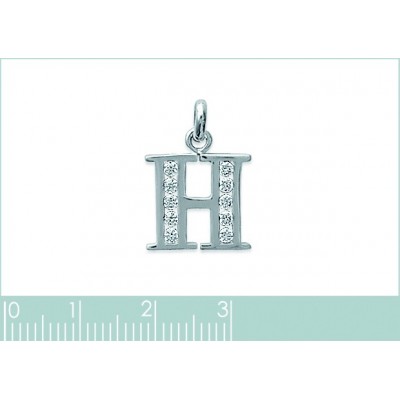 Pendentif lettre Z initiale du prénom, argent et zircon