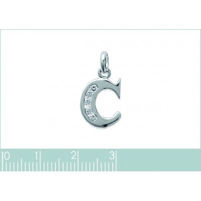 Pendentif lettre F initiale du prénom, plaqué or 18k et zircon