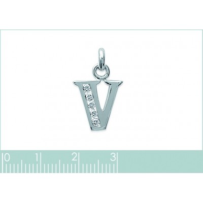 Pendentif lettre I initiale du prénom, plaqué or 18k et zircon